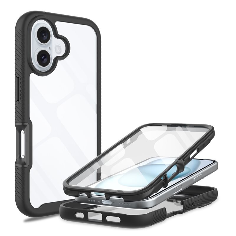 Mobique Full Protection Case iPhone 17 Svart/transparent - Heltäckande skal med integrerat skärmskydd