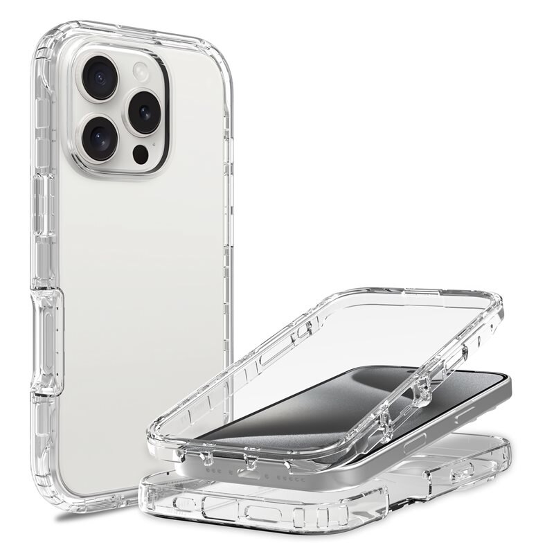 Mobique Full Cover Skal iPhone 16 Pro Max Genomskinlig - Heltäckande mobilskal i två lager