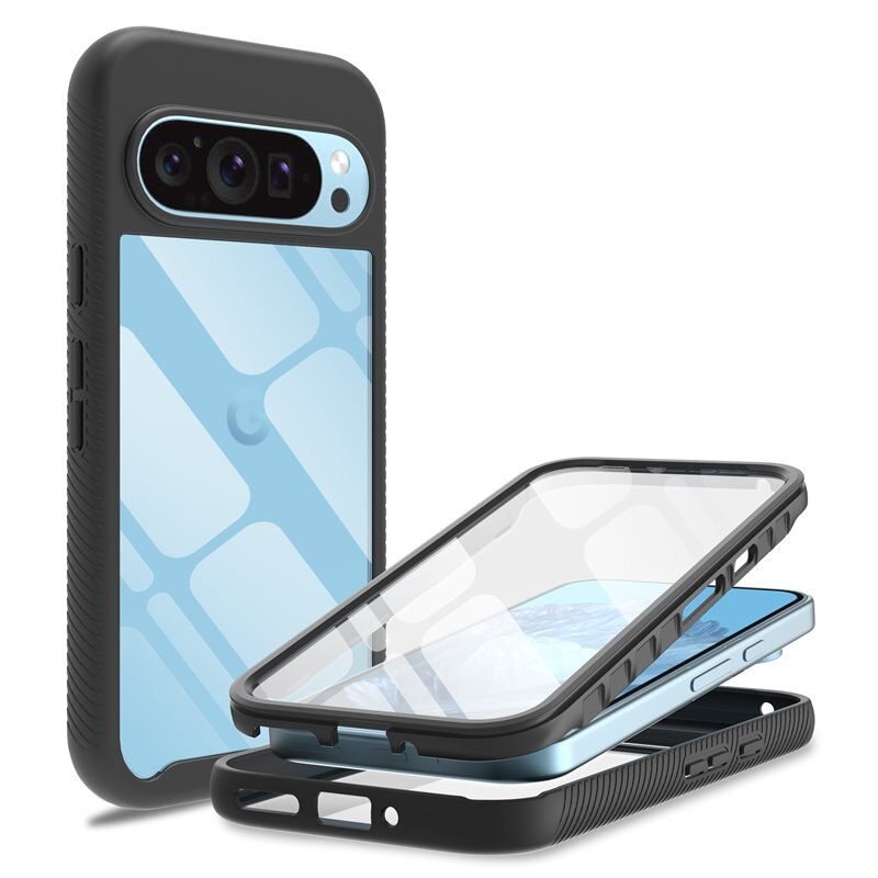 Mobique Full Protection Case Google Pixel 9 Pro Svart - Heltäckande skal med integrerat skärmskydd