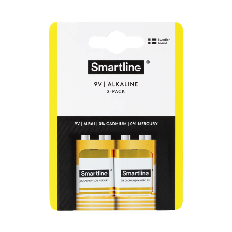 Smartline Alkaline 9V-batteri 6LR61 (2-pack)