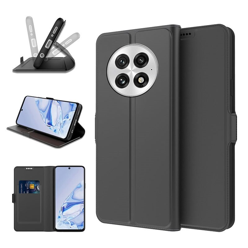 tectTech Slim Card Wallet OnePlus 13 svart - Mobilfodral med korthållare och inbyggt stöd
