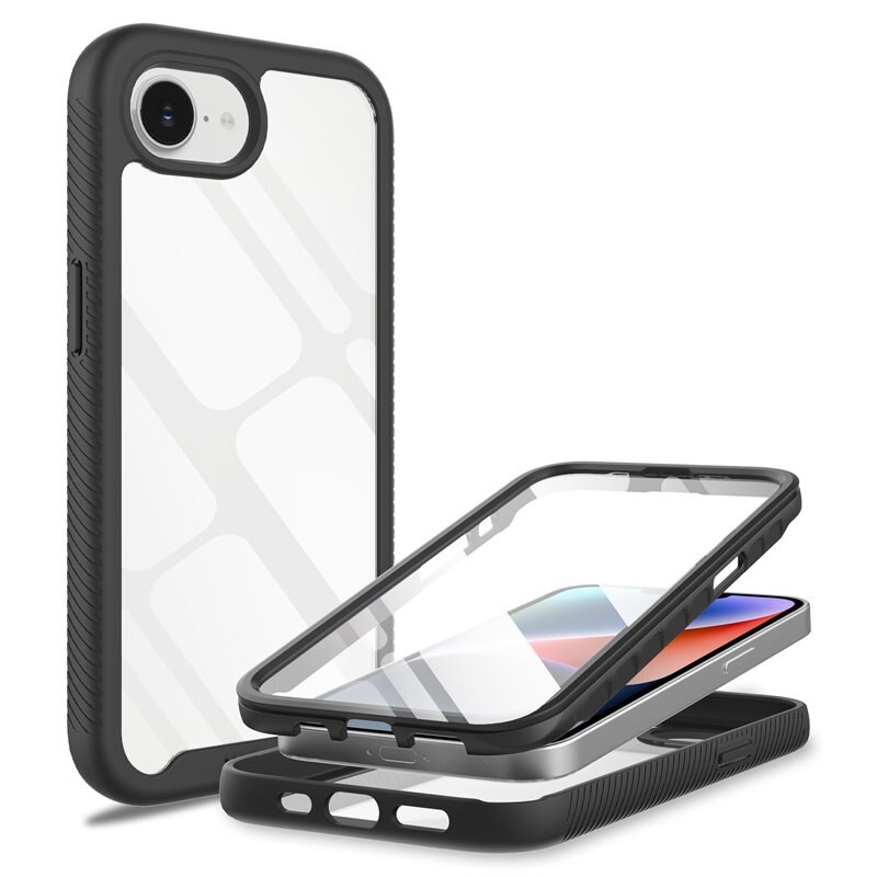 Mobique Full Protection Case iPhone 16e Svart - Heltäckande skal med integrerat skärmskydd