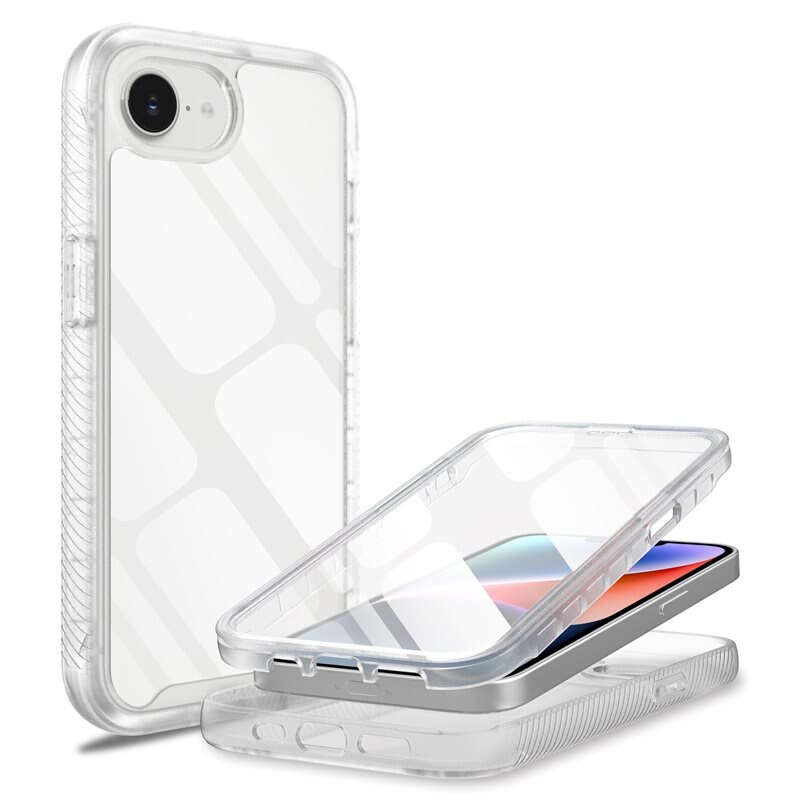 Mobique Full Protection Case iPhone 16e Genomskinlig - Heltäckande skal med integrerat skärmskydd
