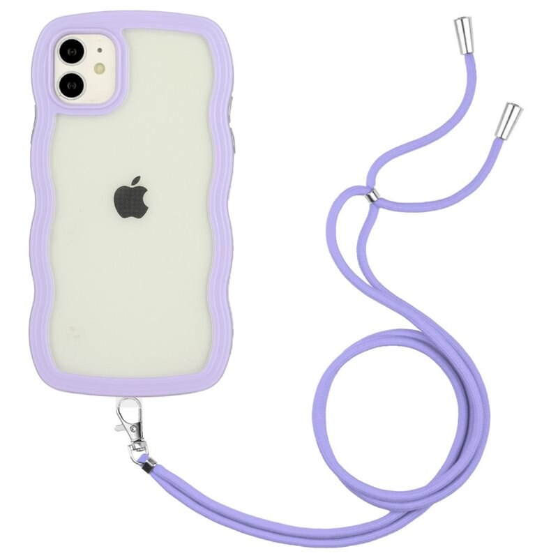 Wavy Edge Skal Halsband iPhone 11 lila - Mobilskal med lång bärrem