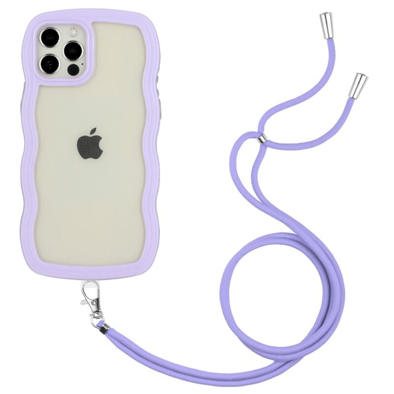 Wavy Edge Skal Halsband iPhone 12/12 Pro lila - Mobilskal med lång bärrem