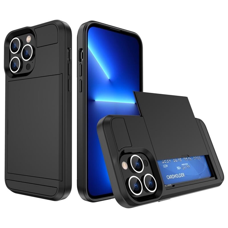 Skal Kortfack iPhone 14 Pro Max Svart - Mobilskal med korthållare