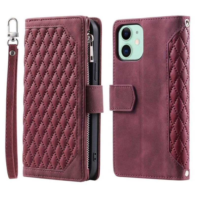 Plånboksväska iPhone 11 Quilted Röd - Mobilväska Dam