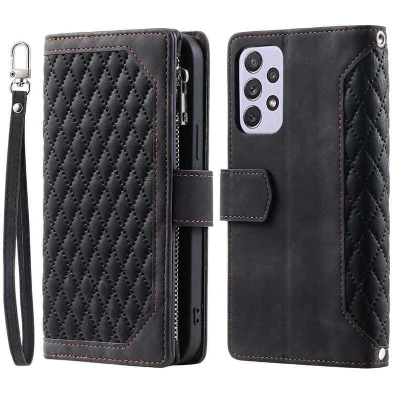 Plånboksväska Samsung Galaxy A52 5G Quilted Svart - Mobilväska Dam