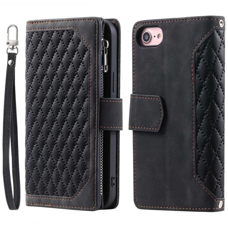 Plånboksväska iPhone 8 Quilted Svart - Mobilväska Dam