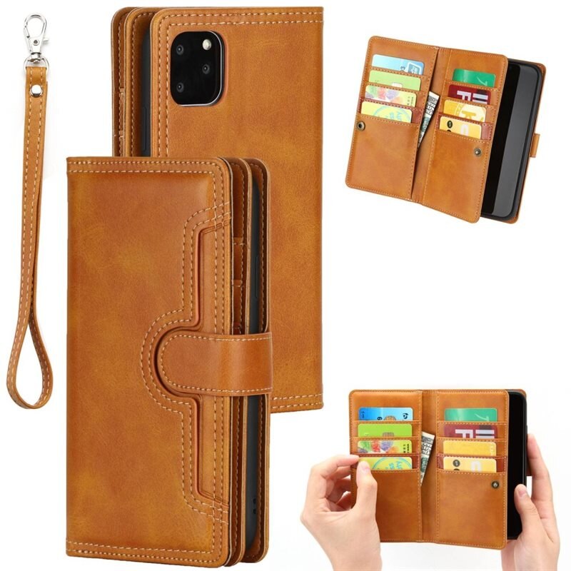 Läderplånbok Multi-slot iPhone 14 Brun - Mobilfodral - Plånboksfodral - Korthållare