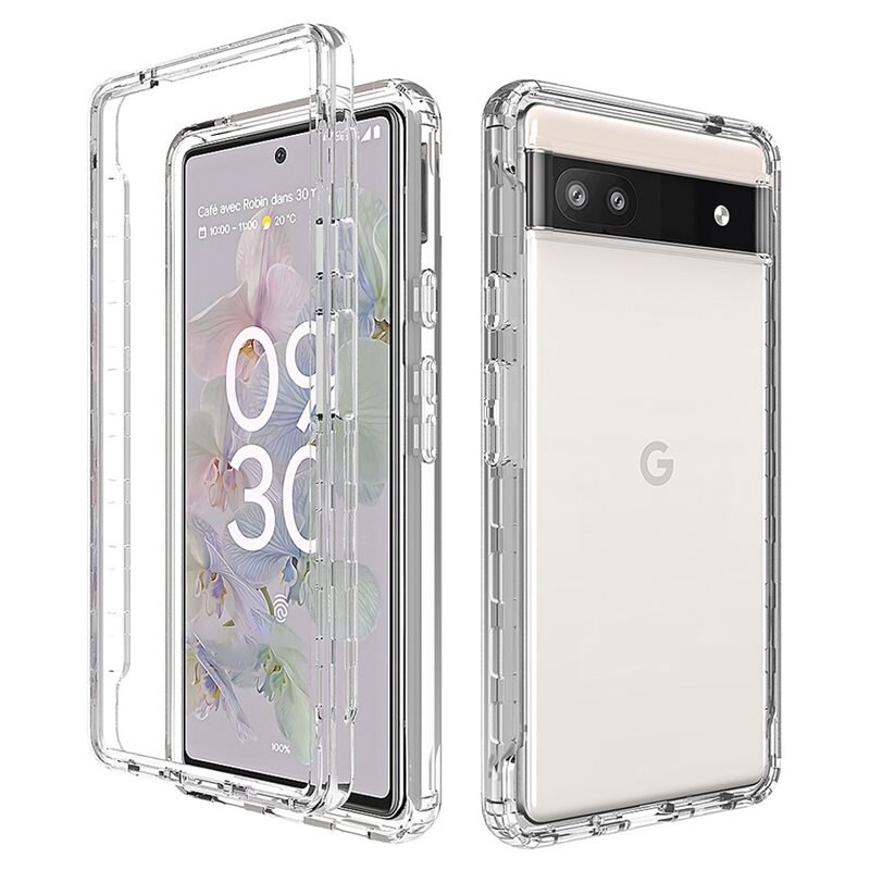 Heltäckande Skal Google Pixel 6a Genomskinlig - Heltäckande mobilskal i två lager
