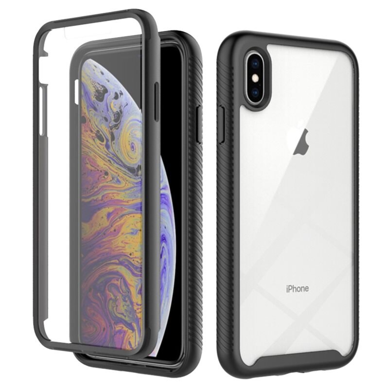 Full Protection Skal iPhone Xs Max Svart - Heltäckande skal med integrerat skärmskydd