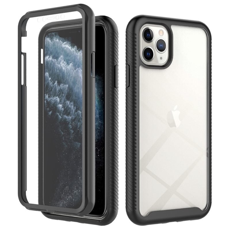 Full Protection Skal iPhone 11 Pro Max Svart - Heltäckande skal med integrerat skärmskydd