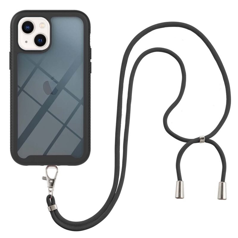 Heltäckande Skal Halsband iPhone 14 svart - Heltäckande mobilskal med halsband