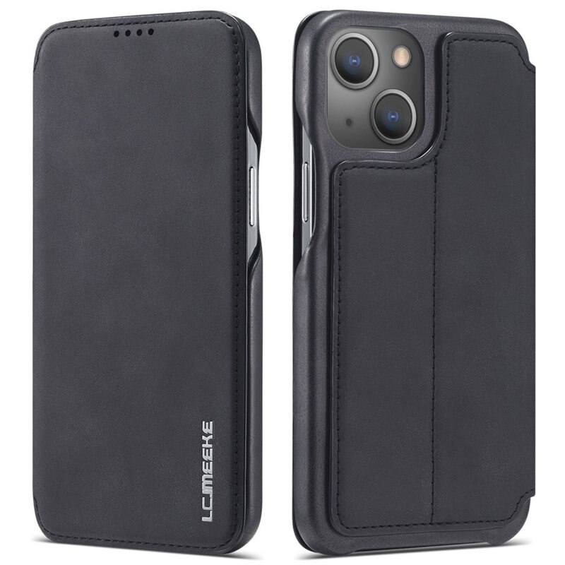 LC.IMEEKE Slim Plånboksfodral iPhone 14 Plus svart - Slimmat mobilfodral med korthållare och sedelficka