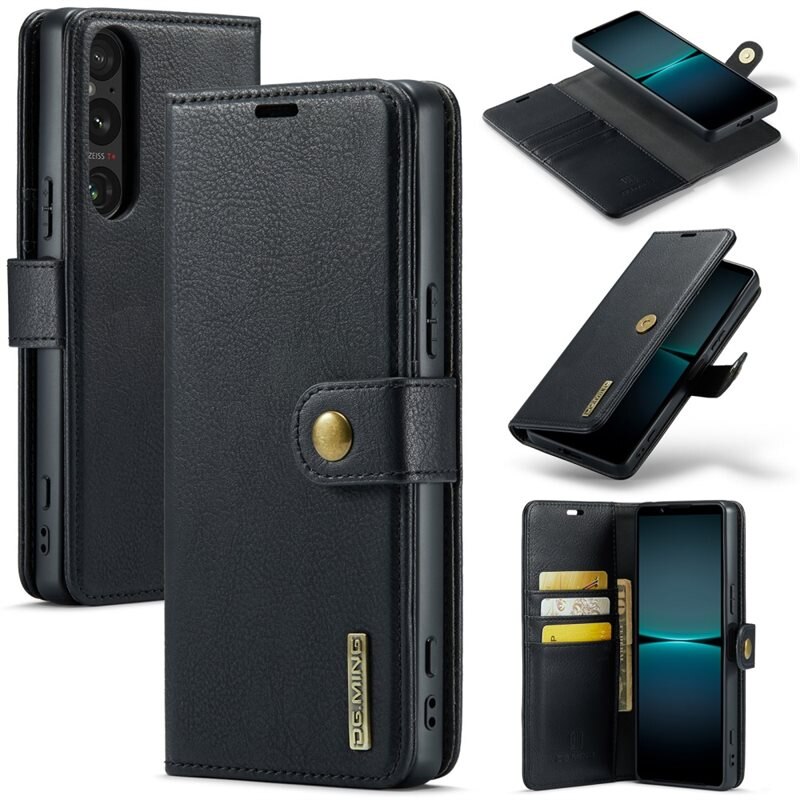 DG.MING Magnet Wallet Sony Xperia 1 VI Black - Stilrent läderfodral med avtagbart magnetiskt skal