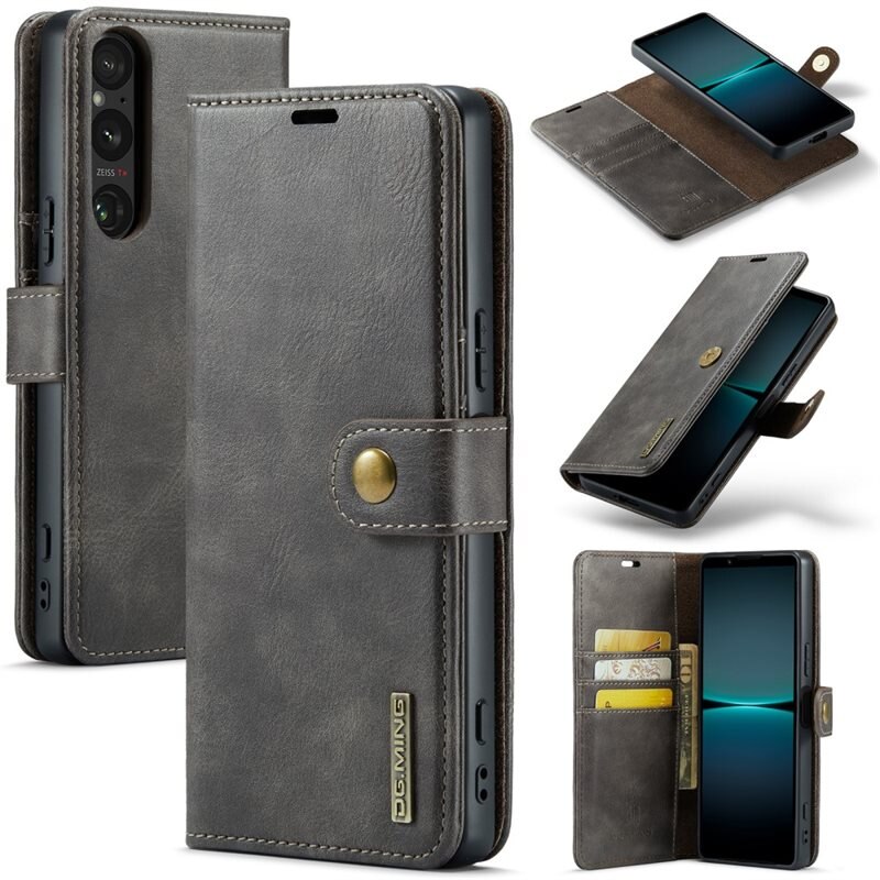 DG.MING Magnet Wallet Sony Xperia 1 VI Brown - Stilrent läderfodral med avtagbart magnetiskt skal