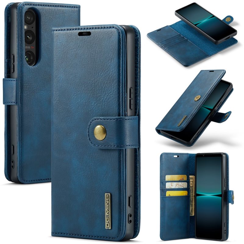 DG.MING Magnet Wallet Sony Xperia 1 VI Blue - Stilrent läderfodral med avtagbart magnetiskt skal