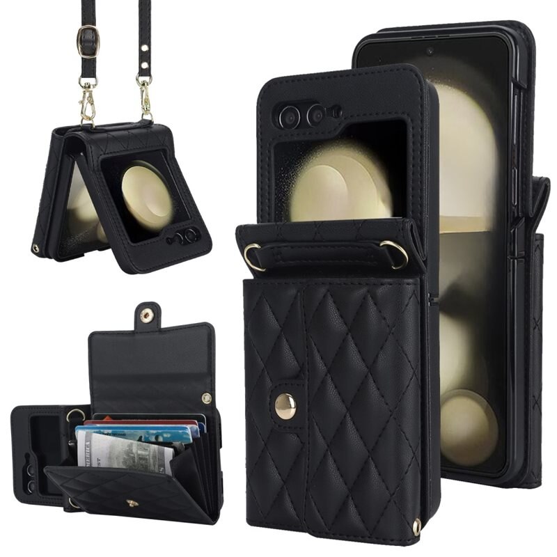 Plånboksväska RFID-skydd Samsung Galaxy Z Flip 7 FE Quilted Svart