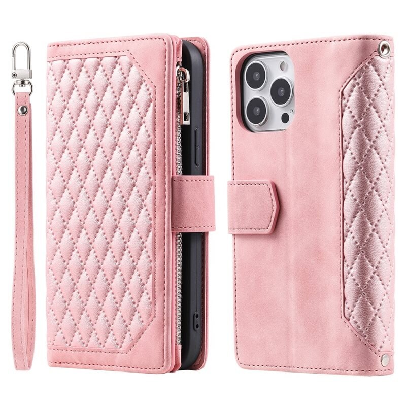 Plånboksväska iPhone 16 Pro Quilted Rosa - Mobilväska Dam