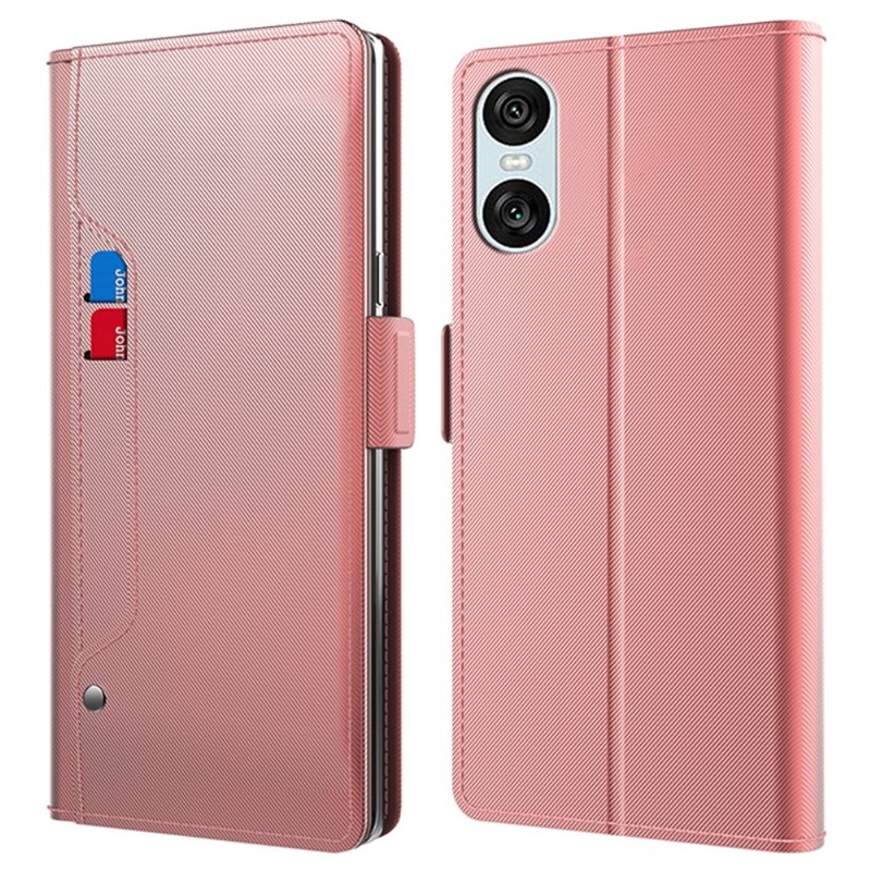 Plånboksfodral Spegel Sony Xperia 10 VI rosa guld - Mobilfodral med kortfack och sedelficka