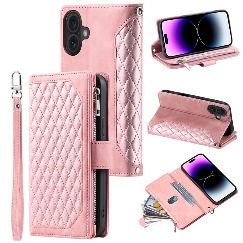 Plånboksväska iPhone 16 Quilted Rosa - Mobilväska Dam