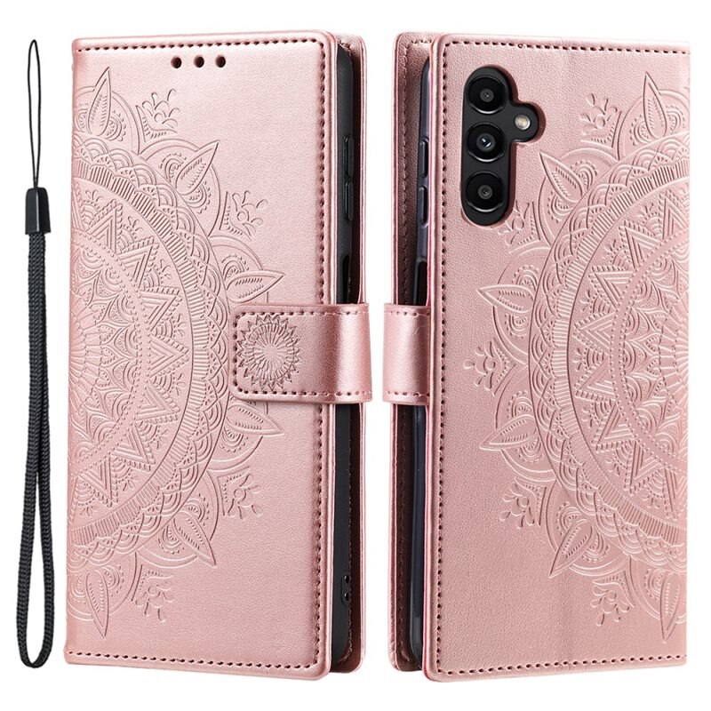 Läderfodral Mandala Samsung Galaxy A16 roséguld - Mobilväska Dam - Mobilfodral