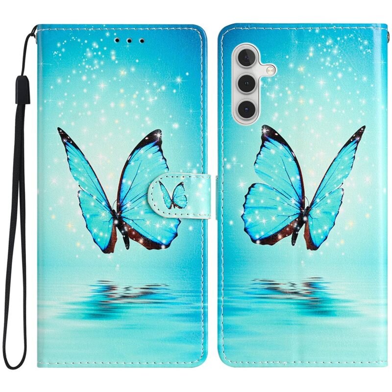 Mobilfodral Samsung Galaxy A16 blå fjärilar - Plånboksfodral