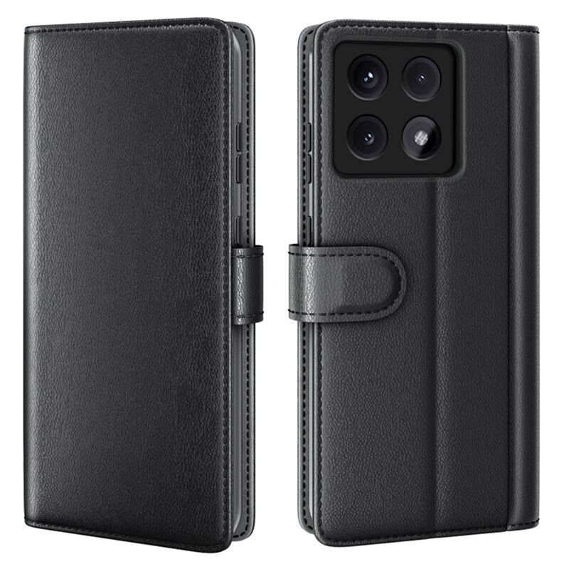 Äkta Läderfodral Xiaomi 14T Pro Svart - Stilrent plånboksfodral med plats för sedlar och kort