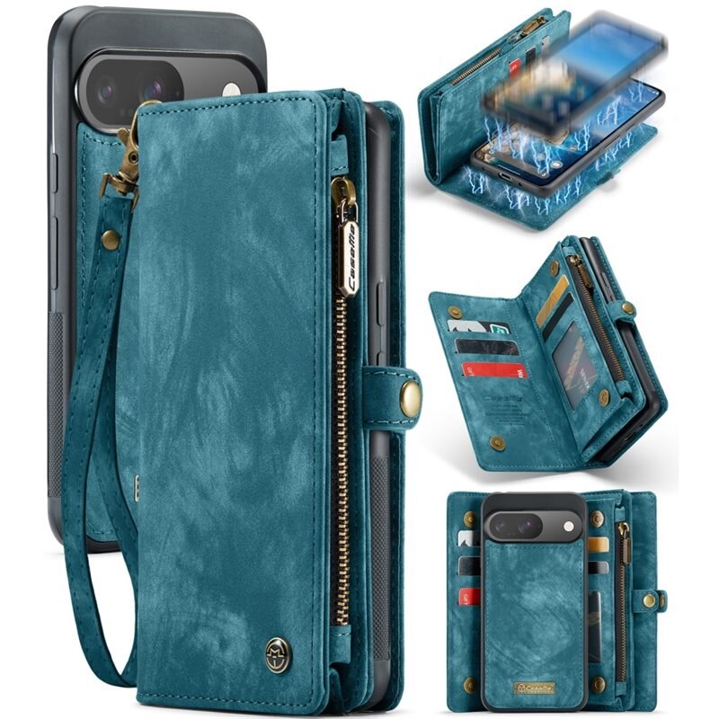 CaseMe Multi-slot Plånboksfodral Google Pixel 10 Pro Blå - Mobilfodral med extra många kortplatser - Korthållare