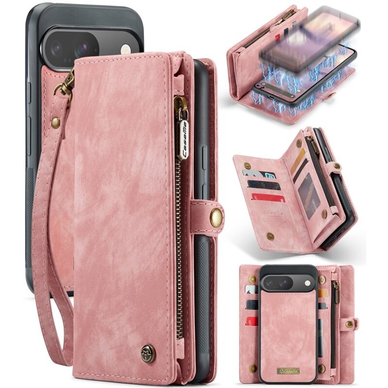 CaseMe Multi-slot Plånboksfodral Google Pixel 10 Pro Rosa - Mobilfodral med extra många kortplatser - Korthållare
