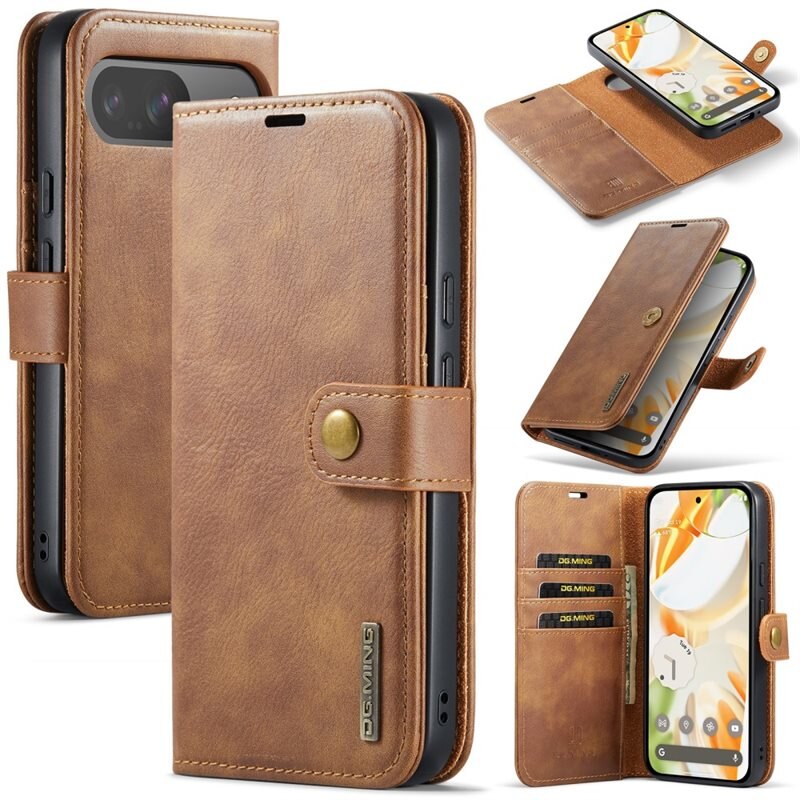 DG.MING Magnet Wallet Google Pixel 10 Cognac - Stilrent läderfodral med avtagbart magnetiskt skal