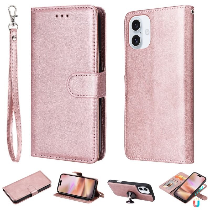Magnetfodral iPhone 16 rosa - Plånboksfodral med avtagbart skal
