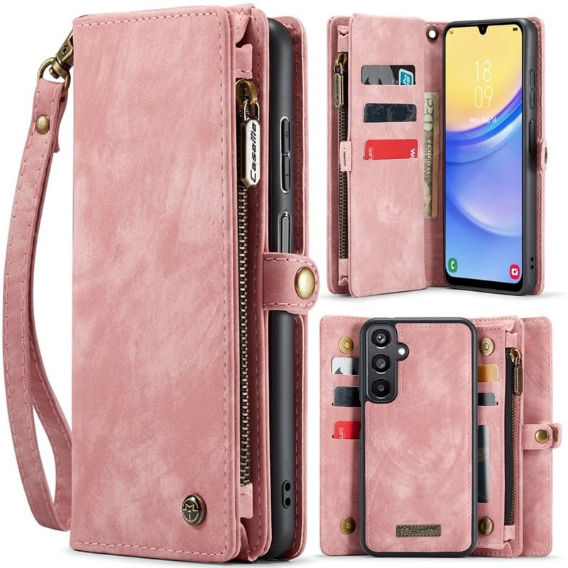 CaseMe Multi-slot Plånboksfodral Samsung Galaxy A16 Rosa - Mobilfodral med extra många kortplatser - Korthållare