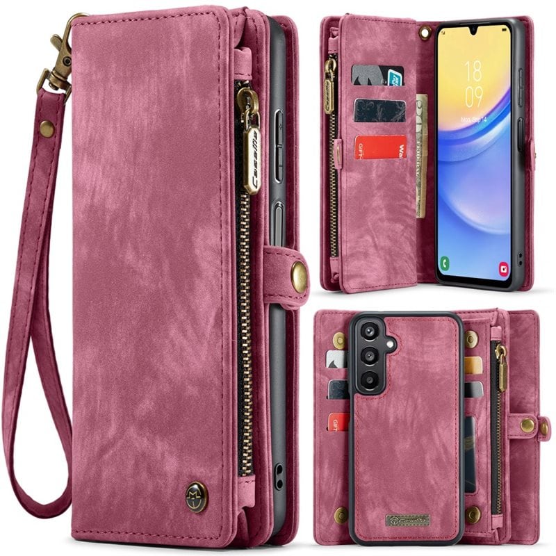 CaseMe Multi-slot Plånboksfodral Samsung Galaxy A16 Röd - Mobilfodral med extra många kortplatser - Korthållare