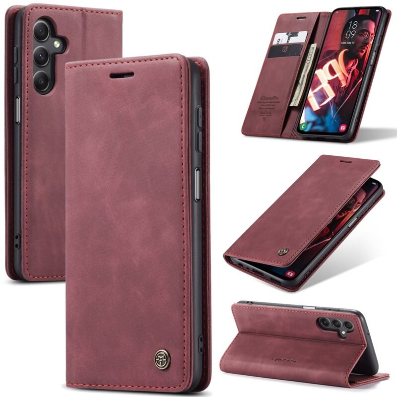 CaseMe Slim Plånboksfodral Samsung Galaxy A16 Röd - Tunt mobilfodral med plånbok