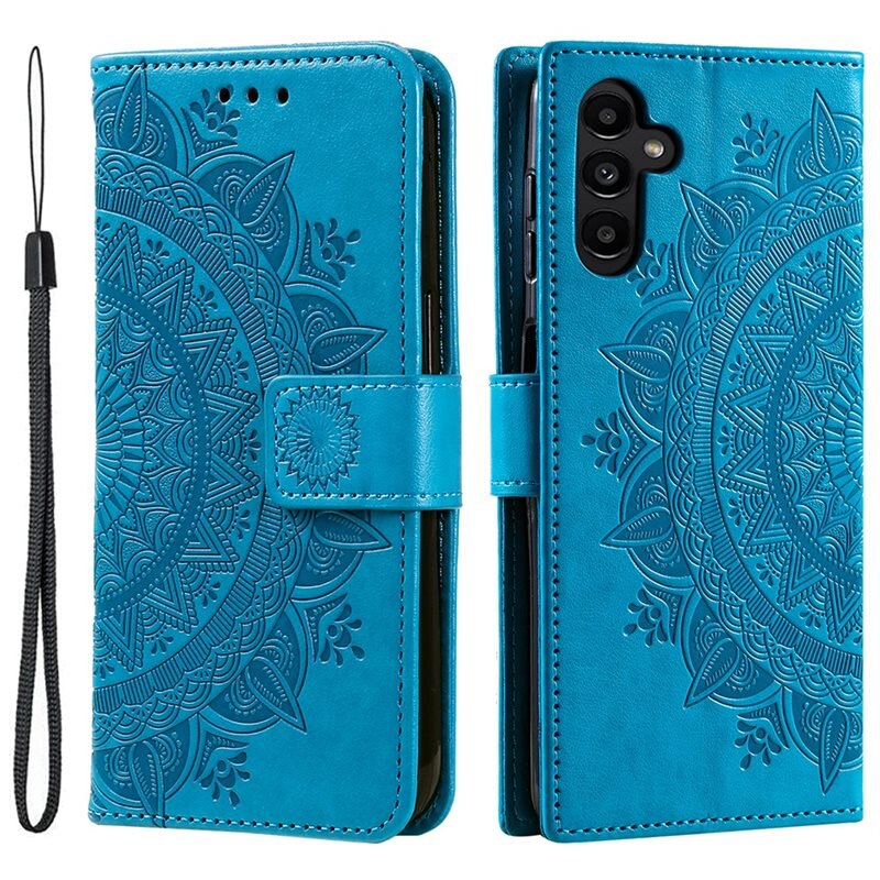 Läderfodral Mandala Samsung Galaxy A36 blå - Mobilväska Dam - Mobilfodral