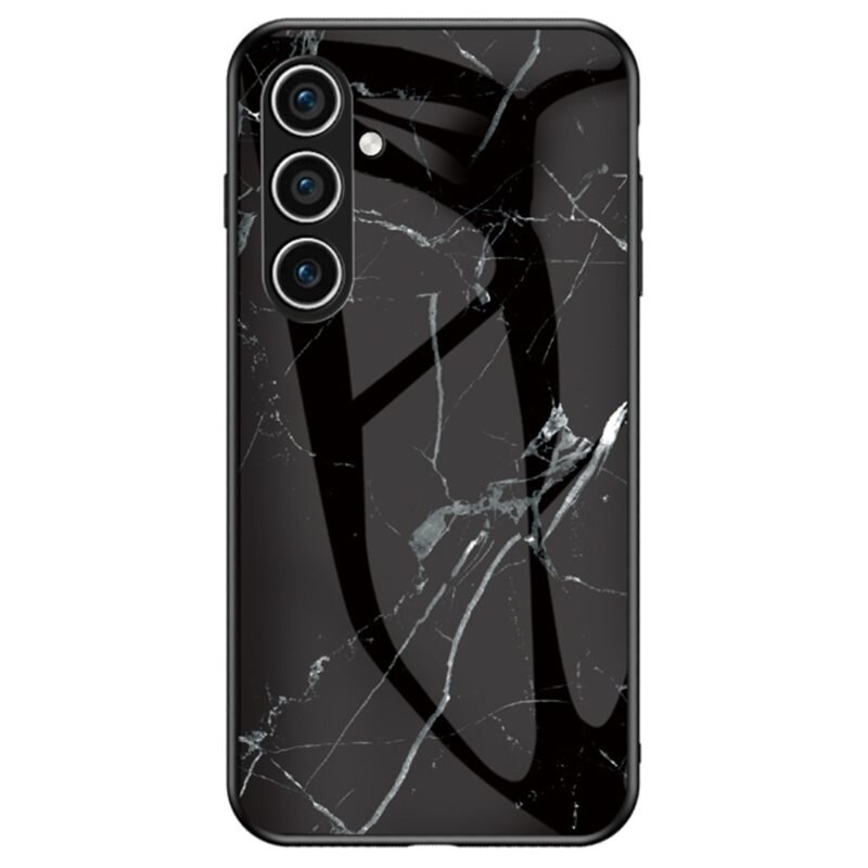 Skal Härdat Glas Samsung Galaxy A56 svart marmor - Snyggt mobilskal med mönster