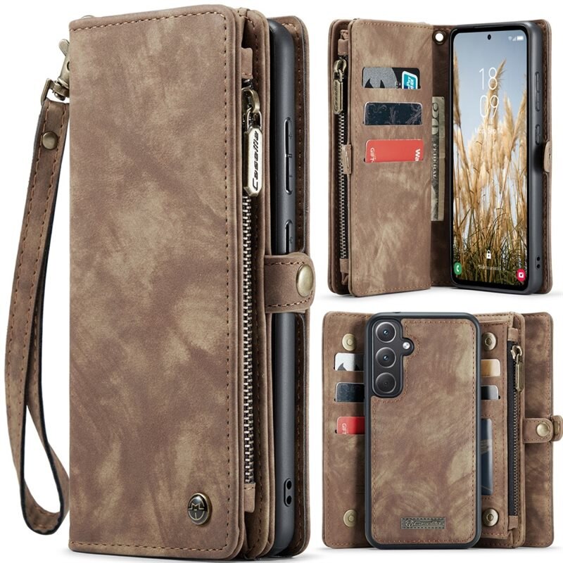 CaseMe Multi-slot Plånboksfodral Samsung Galaxy A36 Brun - Mobilfodral med extra många kortplatser - Korthållare