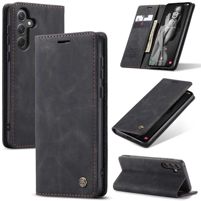 CaseMe Slim Plånboksfodral Samsung Galaxy A36 Svart - Tunt mobilfodral med plånbok