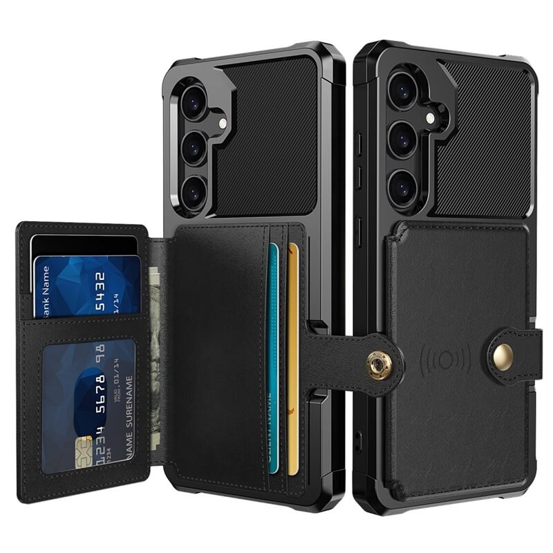Tough Multi-slot Case Samsung Galaxy S25 Svart - Mobilskal med praktisk plånboksfunktion - Sedelficka - Korthållare