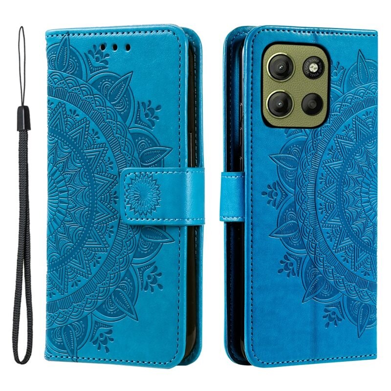 Läderfodral Mandala Motorola Moto G15 Power blå - Mobilväska Dam - Mobilfodral