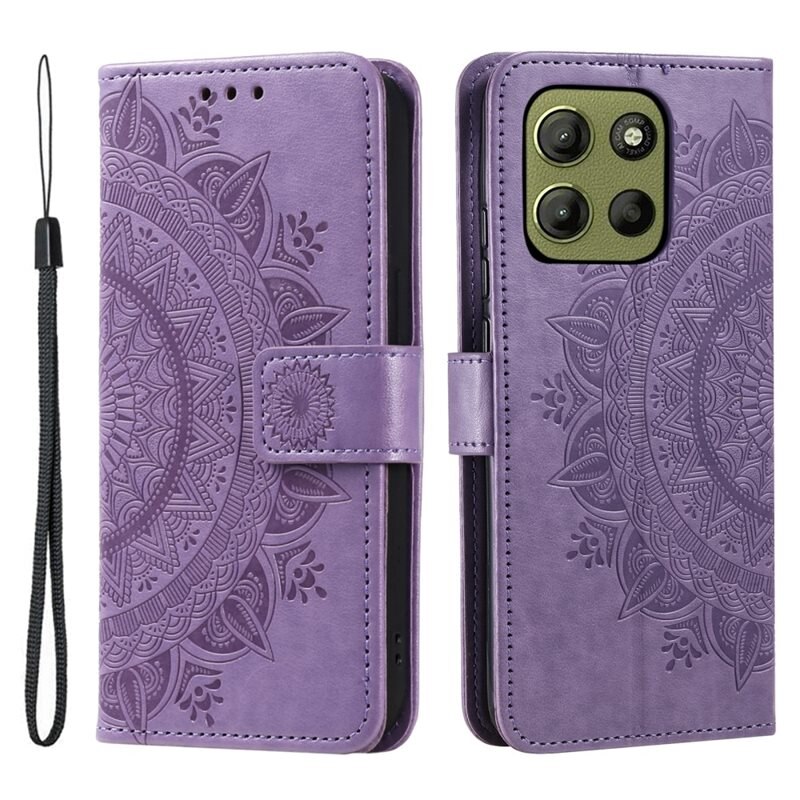 Läderfodral Mandala Motorola Moto G15 Power lila - Mobilväska Dam - Mobilfodral