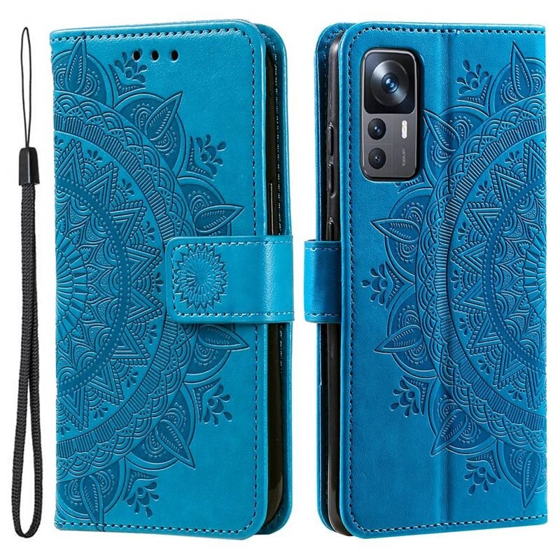 Läderfodral Mandala Xiaomi 12T/12T Pro blå - Mobilväska Dam - Mobilfodral