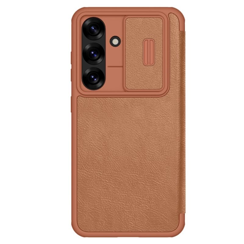 Nillkin Qin Pro CamShield Samsung Galaxy S25 Brown - Mobilfodral med kameraskydd