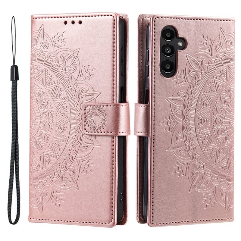 Läderfodral Mandala Samsung Galaxy A26 Roséguld - Mobilväska Dam - Mobilfodral
