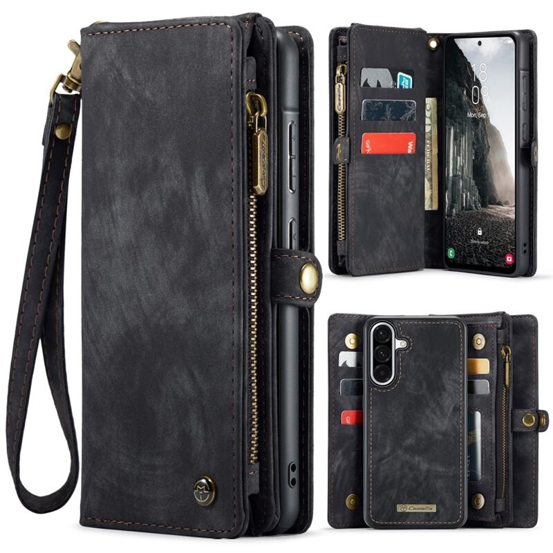 CaseMe Multi-slot Plånboksfodral Samsung Galaxy A56 Grå - Mobilfodral med extra många kortplatser - Korthållare