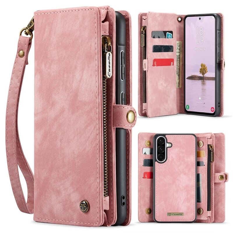 CaseMe Multi-slot Plånboksfodral Samsung Galaxy A56 Rosa - Mobilfodral med extra många kortplatser - Korthållare