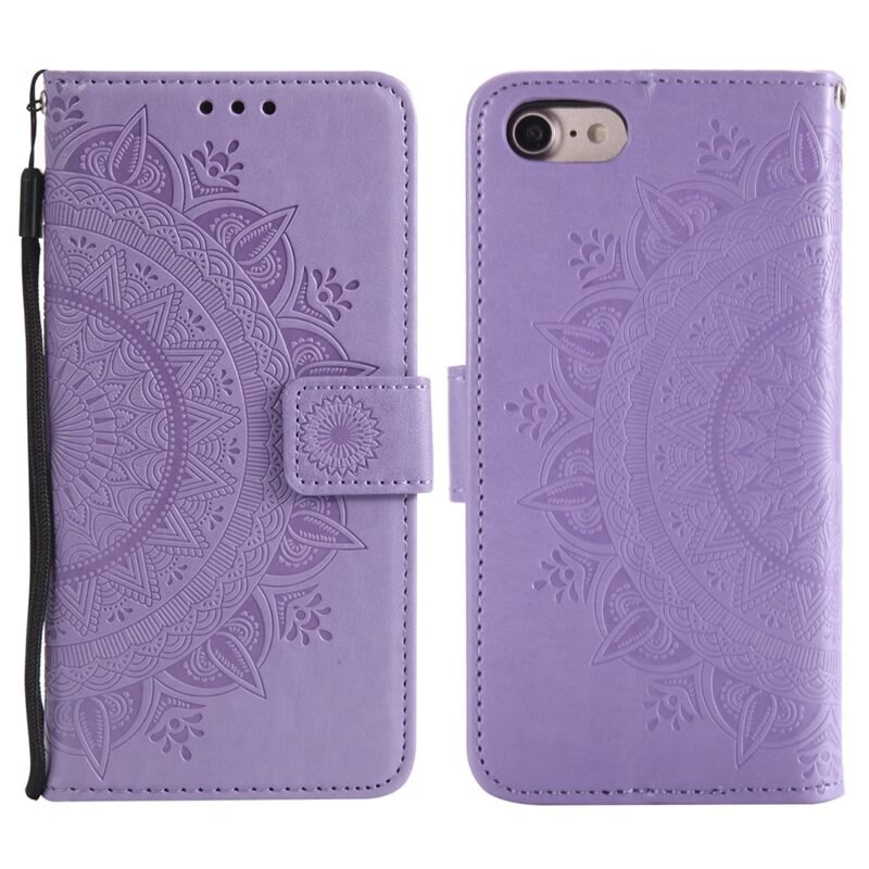 Läderfodral Mandala iPhone 16e lila - Mobilväska Dam - Mobilfodral
