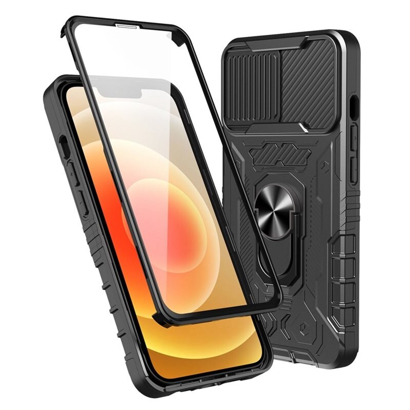 Tactical Full Protection Skal iPhone 14 Svart - Tufft heltäckande mobilskal med kameraskydd